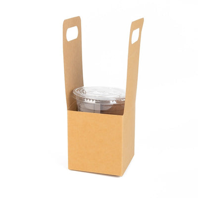 Cutie deschisă kraft cu mâner pentru un pahar 9x9x24cm (set 50 buc) - CraftUp