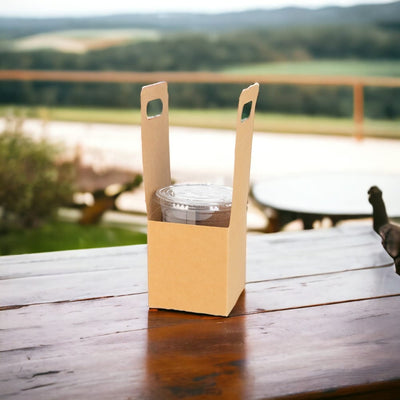 Cutie deschisă kraft cu mâner pentru un pahar 9x9x24cm (set 50 buc) - CraftUp