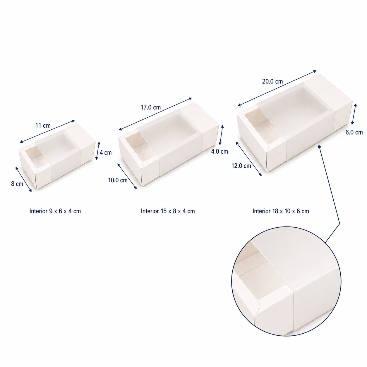 Cutie din hârtie cu fereastră mată - alb (set 50 buc) - CraftUp