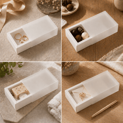 Cutie din hârtie cu fereastră mată - alb (set 50 buc) - CraftUp