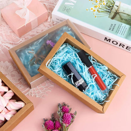 Cutie din hârtie cu fereastră mată - kraft (set 50 buc) - CraftUp