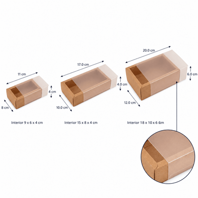 Cutie din hârtie cu fereastră mată - kraft (set 50 buc) - CraftUp
