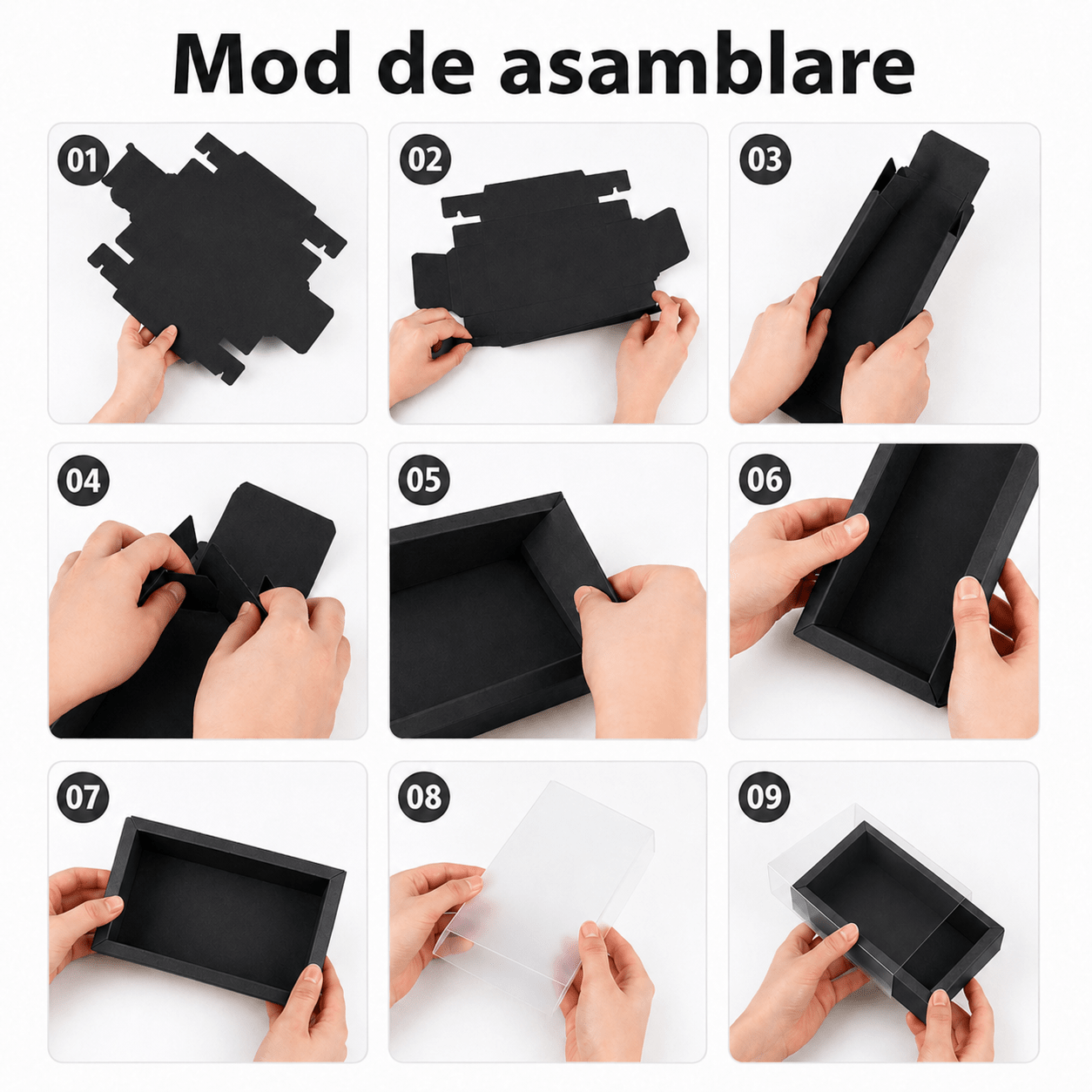 Cutie din hârtie cu fereastră mată - negru (set 50 buc) - CraftUp
