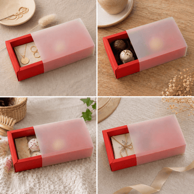 Cutie din hârtie cu fereastră mată - roșu (set 50 buc) - CraftUp