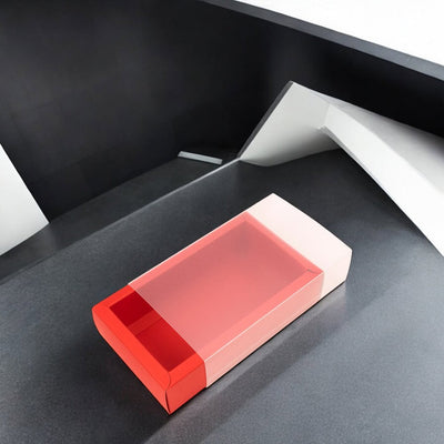 Cutie din hârtie cu fereastră mată - roșu (set 50 buc) - CraftUp