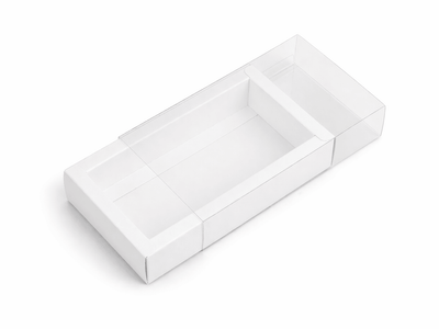 Cutie din hârtie cu fereastră transparentă - alb (set 50 buc) - CraftUp