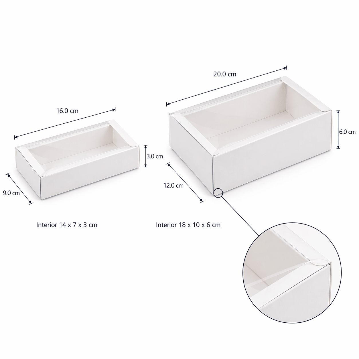 Cutie din hârtie cu fereastră transparentă - alb (set 50 buc) - CraftUp