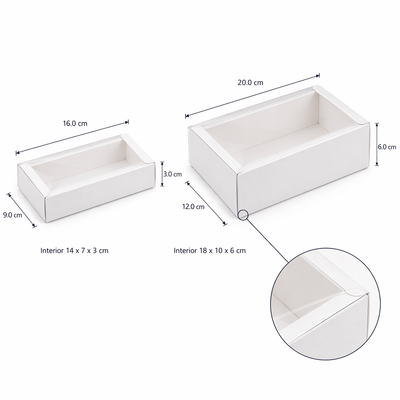 Cutie din hârtie cu fereastră transparentă - alb (set 50 buc) - CraftUp