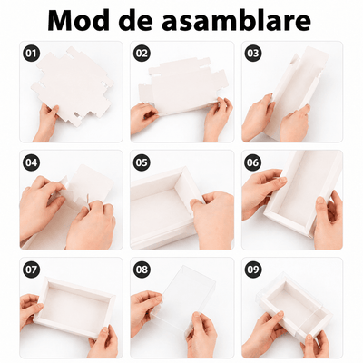 Cutie din hârtie cu fereastră transparentă - alb (set 50 buc) - CraftUp