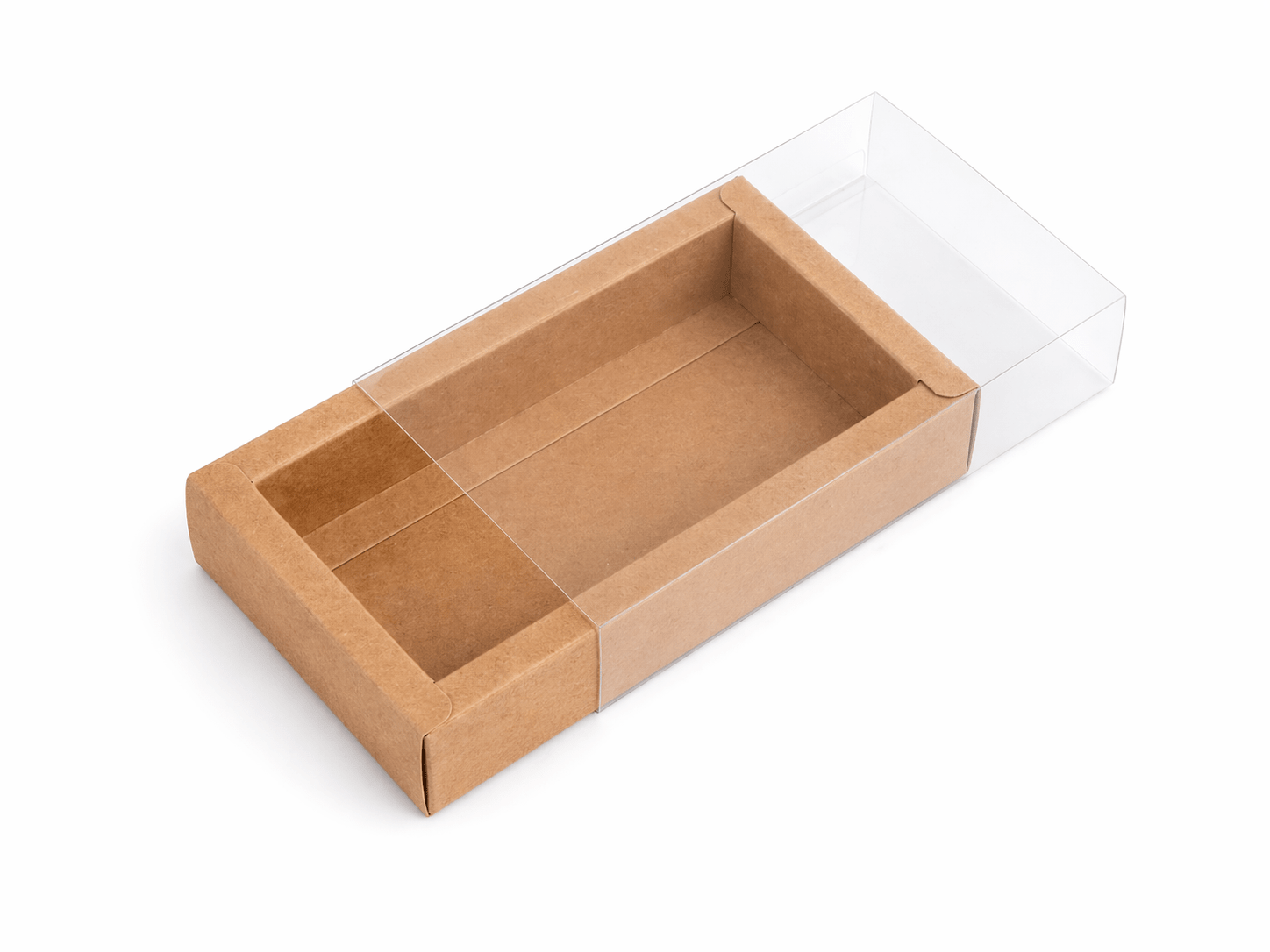 Cutie din hârtie cu fereastră transparentă - kraft (set 50 buc) - CraftUp