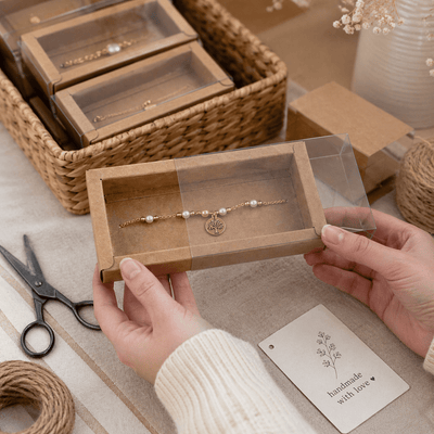 Cutie din hârtie cu fereastră transparentă - kraft (set 50 buc) - CraftUp