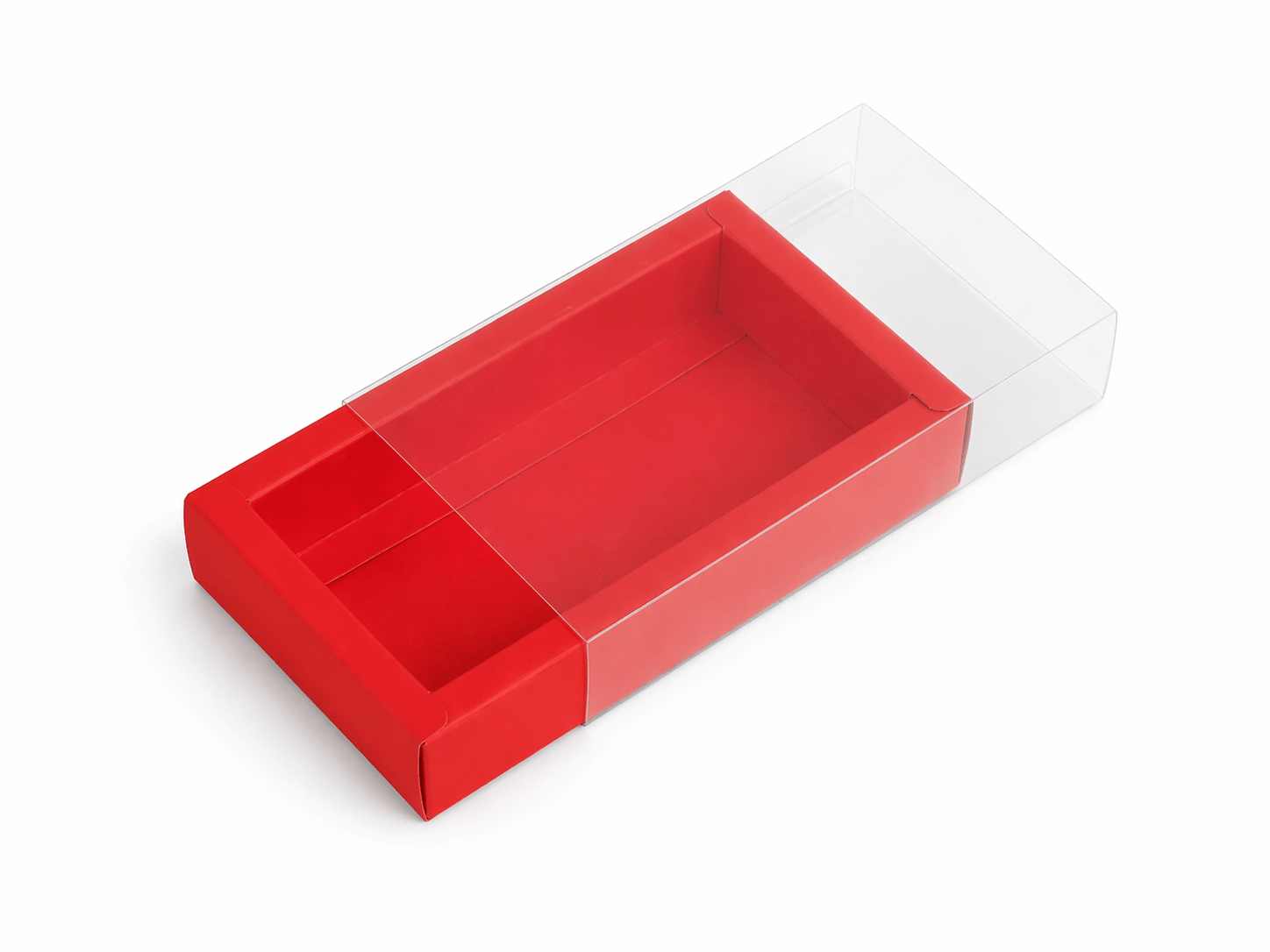 Cutie din hârtie cu fereastră transparentă - roșu (set 50 buc) - CraftUp