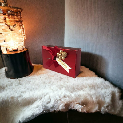 Cutie din hârtie cu fundă și floare 13x8x3,5cm - roșu - CraftUp