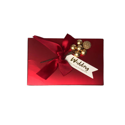 Cutie din hârtie cu fundă și floare 13x8x3,5cm - roșu - CraftUp