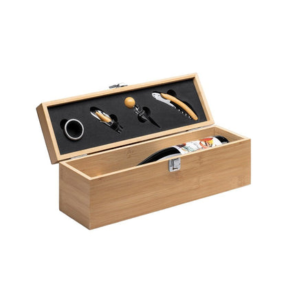Cutie din lemn pentru sticlă de vin cu accesorii - CraftUp