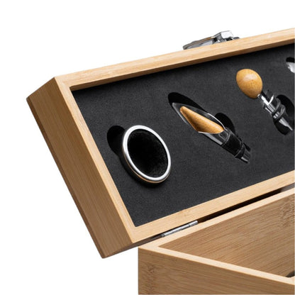 Cutie din lemn pentru sticlă de vin cu accesorii - CraftUp