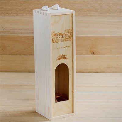 Cutie din lemn pentru sticlă de vin cu fereastră și mâner - CraftUp