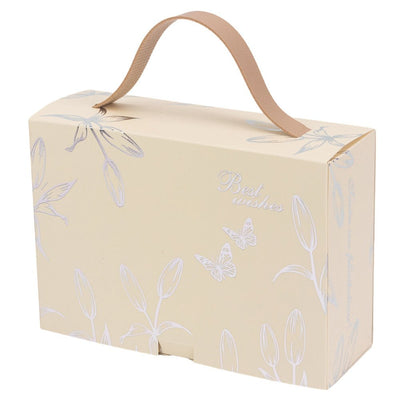 Cutie dreptunghiulară cu fereastră arcadă și mâner din piele - alb (set 50 buc) 17x6x12cm - CraftUp