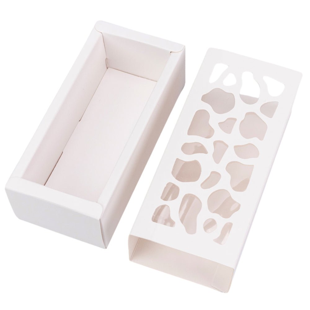 Cutie dreptunghiulară cu fereastră asimetrică - alb (set 50 buc) - 6x13x4cm - CraftUp