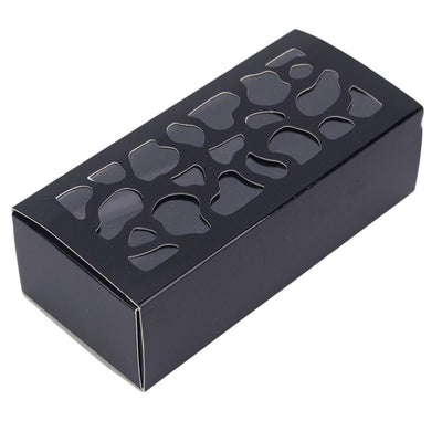 Cutie dreptunghiulară cu fereastră asimetrică - negru (set 50 buc) - 6x13x4cm - CraftUp