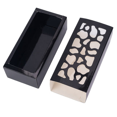 Cutie dreptunghiulară cu fereastră asimetrică - negru (set 50 buc) - 6x13x4cm - CraftUp