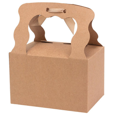 Cutie dreptunghiulară cu fereastră mâner ondulat și panglică - kraft (set 12 buc) - 15x10.5x9.6cm - CraftUp