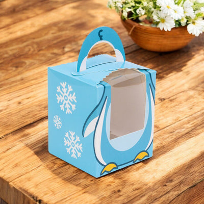 Cutie dreptunghiulară cu fereastră – model pinguin (set 10 buc) – 9.2×9.2x11cm - CraftUp