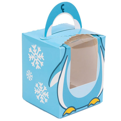 Cutie dreptunghiulară cu fereastră – model pinguin (set 10 buc) – 9.2×9.2x11cm - CraftUp