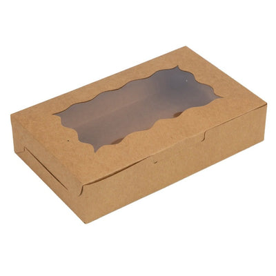 Cutie dreptunghiulară cu fereastră ondulată - kraft (set 50 buc) - CraftUp