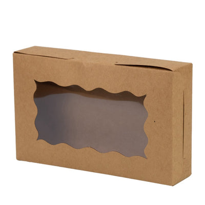 Cutie dreptunghiulară cu fereastră ondulată - kraft (set 50 buc) - CraftUp