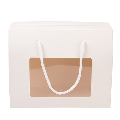 Cutie dreptunghiulară cu fereastră și mâner din sfoară - alb (set 12 buc) - CraftUp