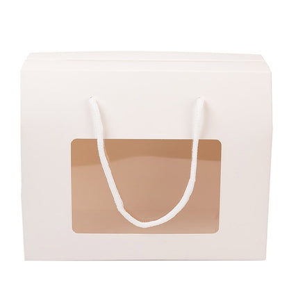 Cutie dreptunghiulară cu fereastră și mâner din sfoară - alb (set 12 buc) - CraftUp