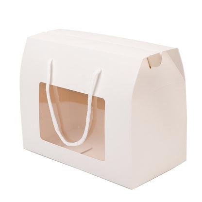 Cutie dreptunghiulară cu fereastră și mâner din sfoară - alb (set 12 buc) - CraftUp