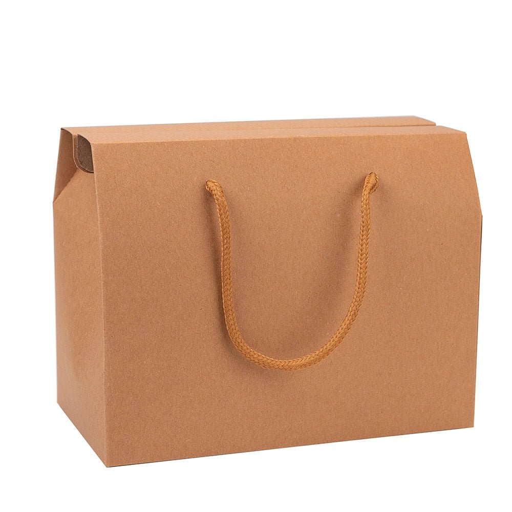 Cutie dreptunghiulară cu fereastră și mâner din sfoară - kraft (set 12 buc) - CraftUp