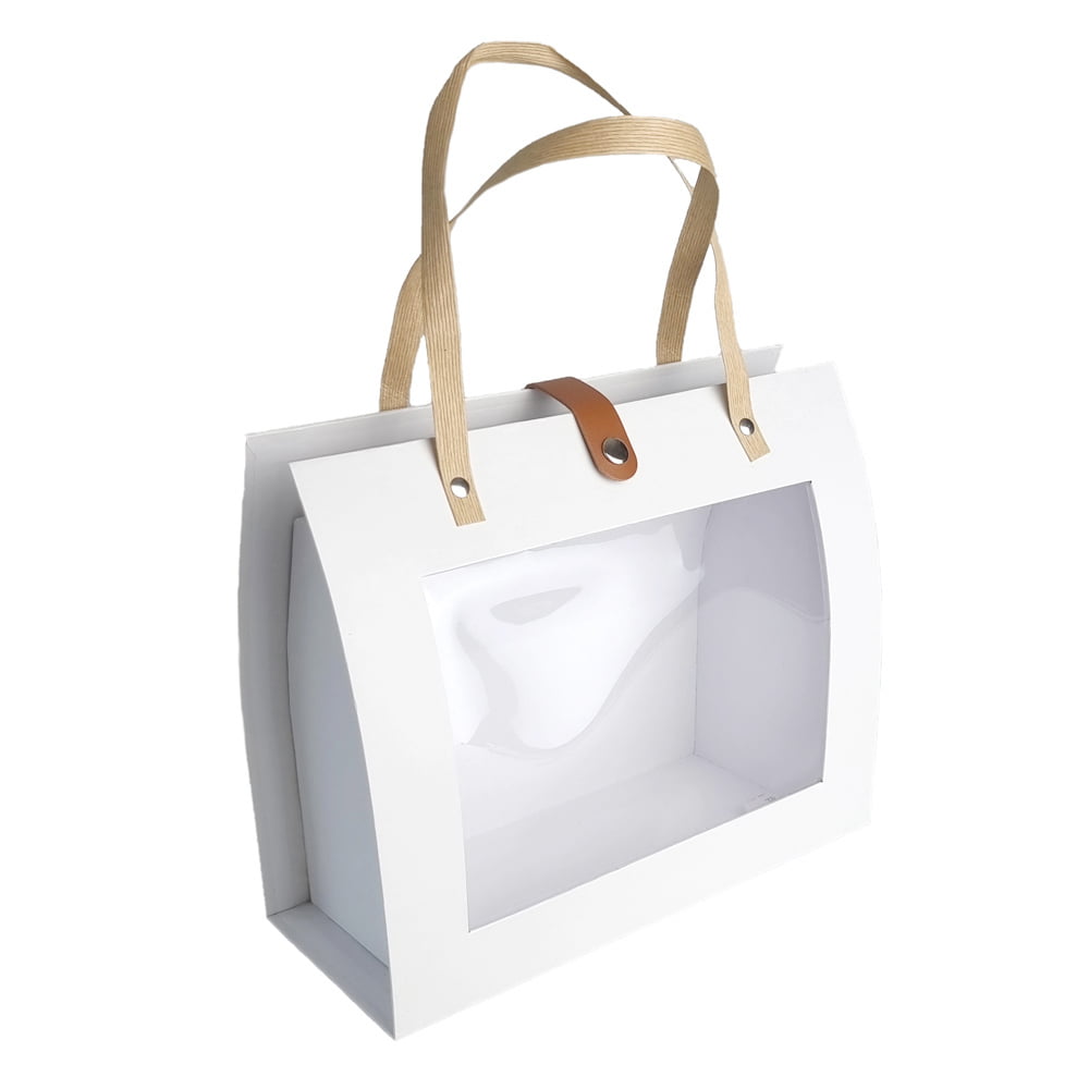Cutie dreptunghiulară cu mânere fereastră și capsă - alb - CraftUp
