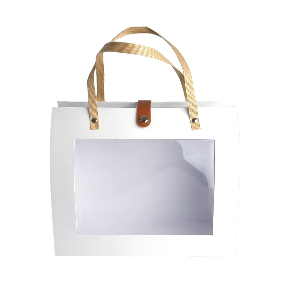 Cutie dreptunghiulară cu mânere fereastră și capsă - alb - CraftUp