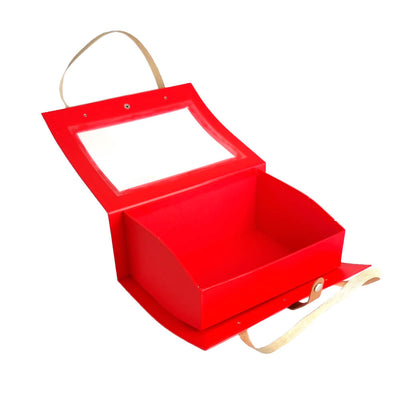 Cutie dreptunghiulară cu mânere fereastră și capsă - roșu - CraftUp