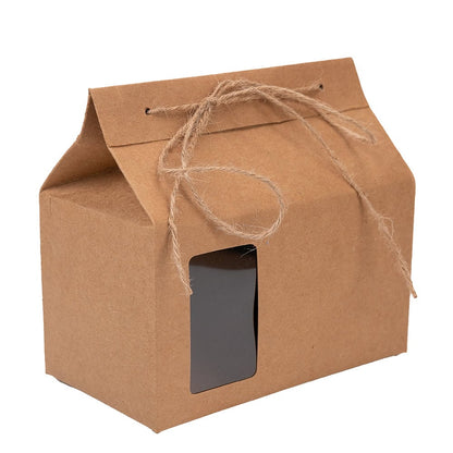 Cutie dreptunghiulară cu mini fereastră și sfoară pentru închidere - kraft (set 50 buc) - CraftUp