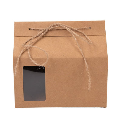 Cutie dreptunghiulară cu mini fereastră și sfoară pentru închidere - kraft (set 50 buc) - CraftUp