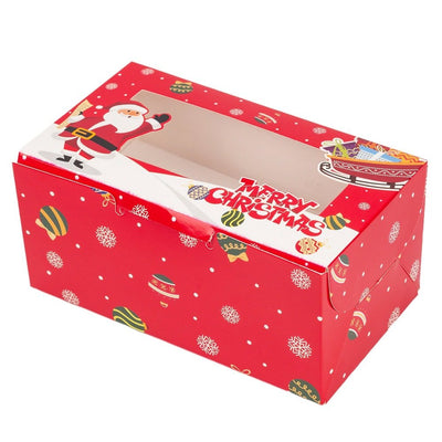 Cutie dreptunghiulară de Crăciun cu fereastră și 2 compartimente - roșu (set 25 buc) - CraftUp