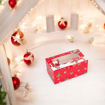 Cutie dreptunghiulară de Crăciun cu fereastră și 2 compartimente - roșu (set 25 buc) - CraftUp