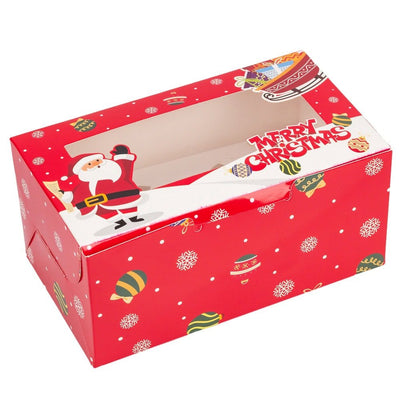 Cutie dreptunghiulară de Crăciun cu fereastră și 2 compartimente - roșu (set 25 buc) - CraftUp