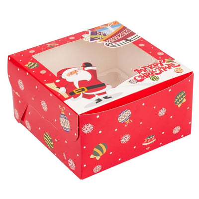 Cutie dreptunghiulară de Crăciun cu fereastră și 4 compartimente - roșu (set 20 buc) - CraftUp