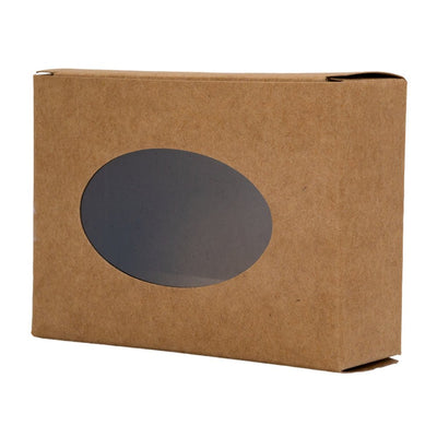 Cutie dreptunghiulară din hârtie cu fereastră ovală - kraft (set 50 buc) 9.6x3x7cm - CraftUp