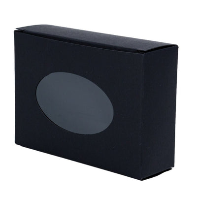 Cutie dreptunghiulară din hârtie cu fereastră ovală - negru (set 50 buc) 9.6x3x7cm - CraftUp