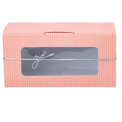 Cutie dreptunghiulară din hârtie cu fereastră și sfoară - roz (set 25 buc) 14x6.5x7 - CraftUp