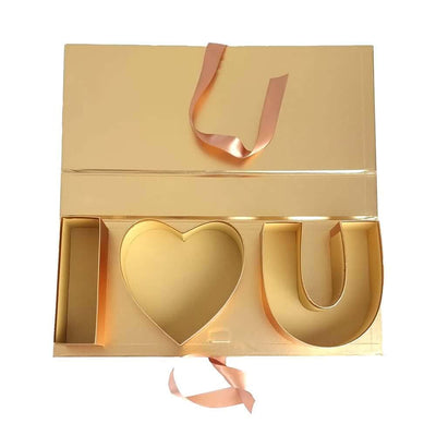 Cutie dreptunghiulara model trandafir I love you - auriu - CraftUp