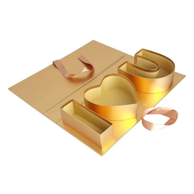 Cutie dreptunghiulara model trandafir I love you - auriu - CraftUp