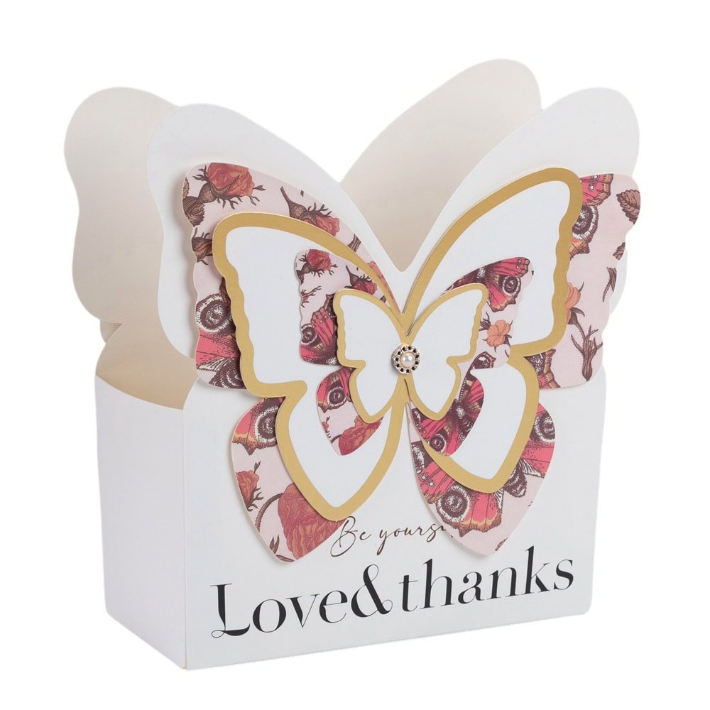 Cutie dreptunghiulară pentru flori model fluture - roșu (set 10 buc) - CraftUp