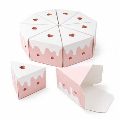 Cutie felie de tort cu inimioare - roz (set 8 buc) - CraftUp